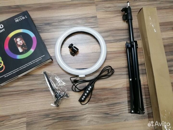 Кольцевая RGB (разноцветная) лампа 26см + штатив