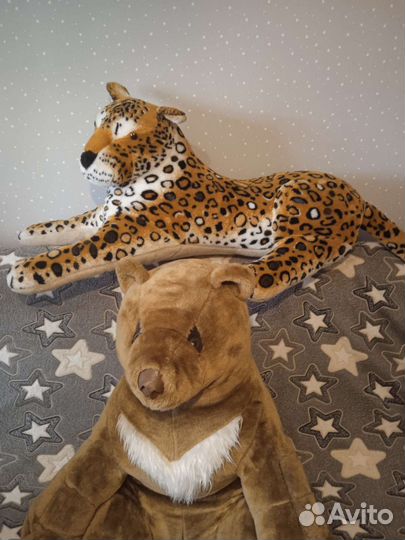 Медведь и леопард, большая мягкая игрушка