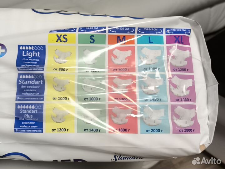 Памперсы для взрослых размер m по 30 штук