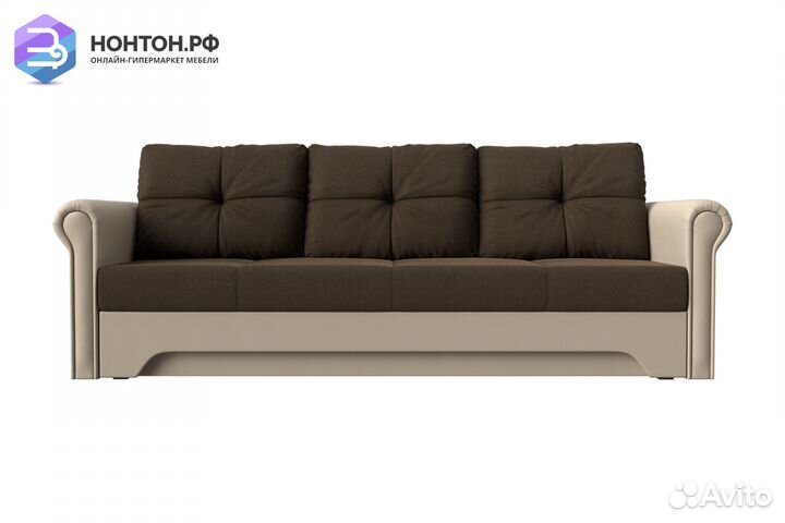 Диван еврокнижка Европа коричневый / бежевый