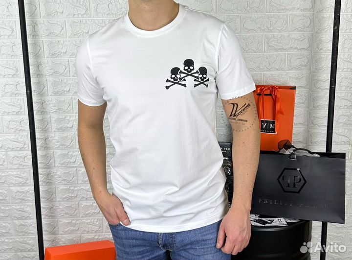 Футболка Philipp Plein Skull&Bones белая