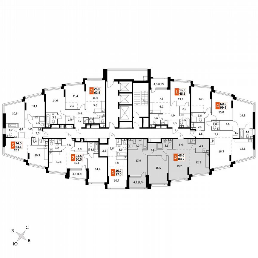 2-к. квартира, 84,7 м², 24/31 эт.