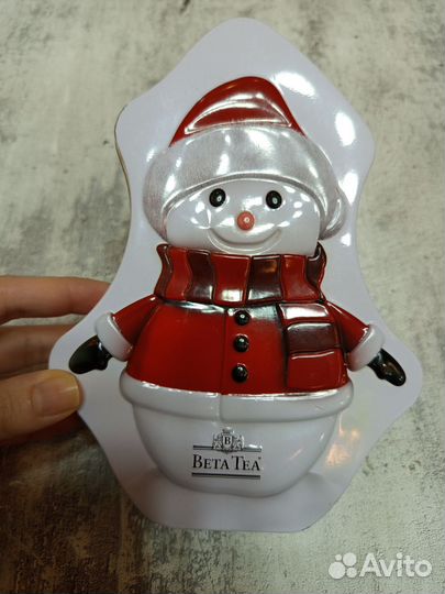 Жестяные банки от чая - снеговик, матрёшка, звезда