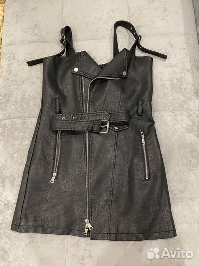 Кожаное платье сарафан