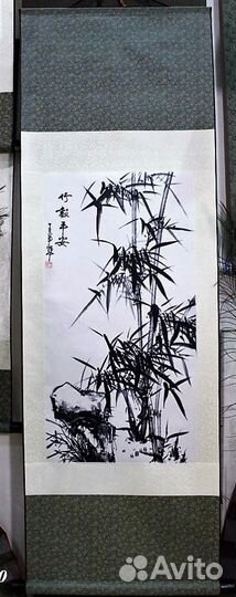 Панно Бамбук - живопись шелк 140см.,SO32 ru100