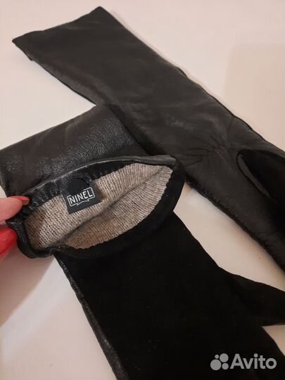 Перчатки женские кожаные-замшевые, размер 7