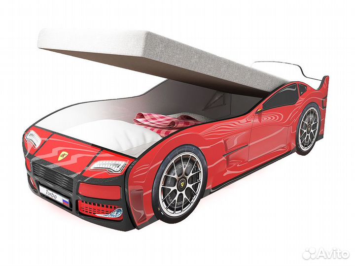 Кровать-машина Турбо Красная с пм