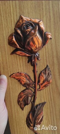 Чеканка панно медная Роза СССР