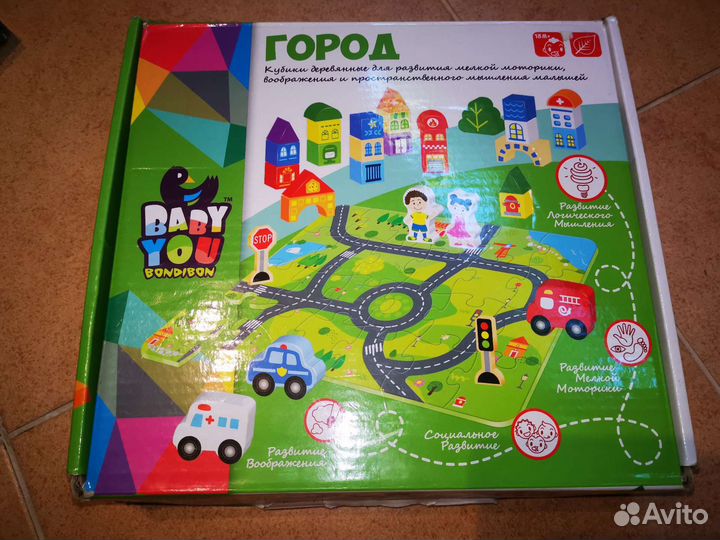 Конструктор деревянный с пазлом, пазлы