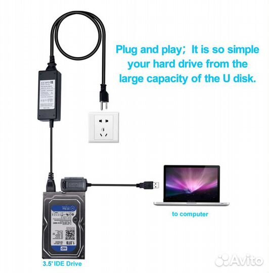 Адаптер для HDD 2в1 с IDE или SATA на USB новый