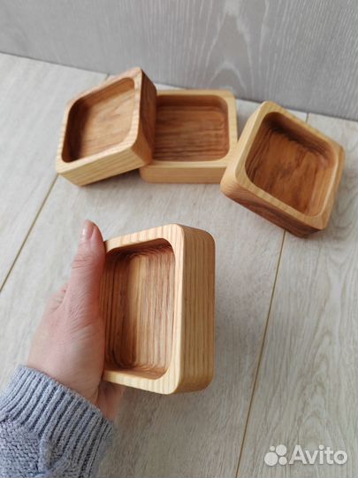 Набор из четырех соусников из массива ясеня