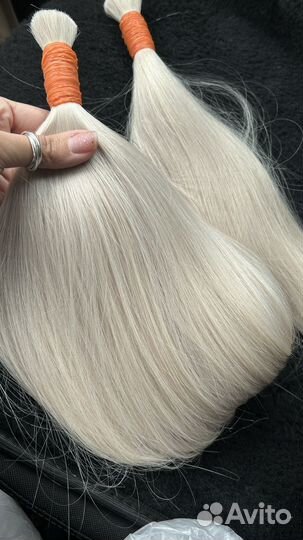 Волосы для наращивания люкс1 блонд белый 60 см