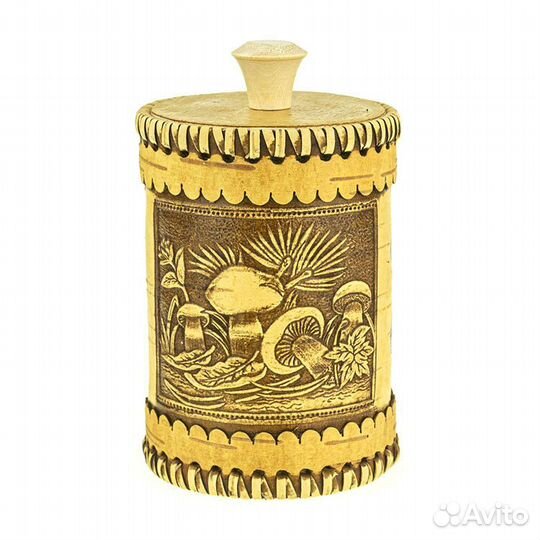 Туес шитый Грибочки (D90, 380мл., береста)