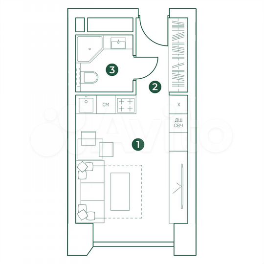 Квартира-студия, 24,2 м², 15/31 эт.