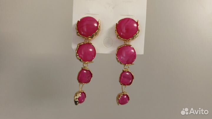 Серьги zara style fuchsia