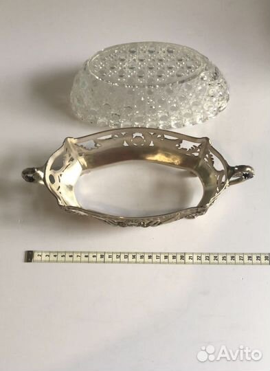 Блюдо,хрусталь,серебрение,тяжёлое,Европа