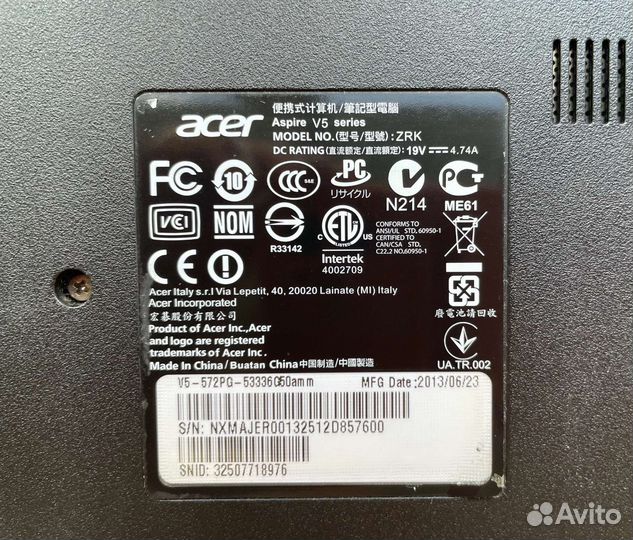 Ноутбук acer aspire V5-572PG-53336G50amm