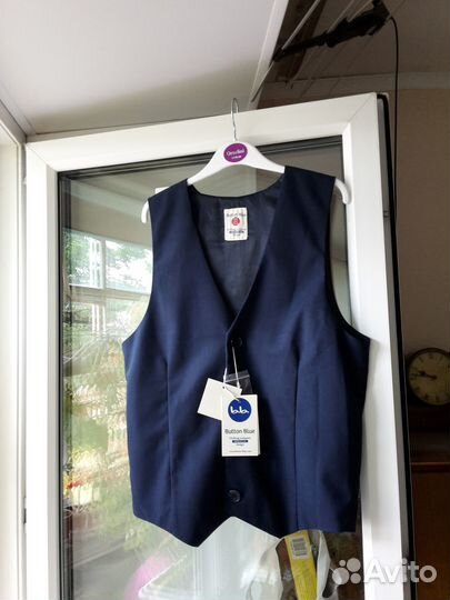 Новый жилет для школы 164 - 170. Button Blue