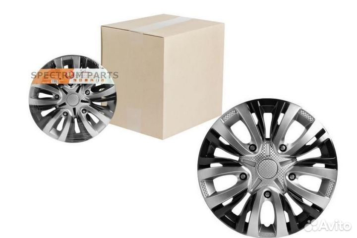 Колпаки колесные 14 Лион Т, серебристый/черный, ка