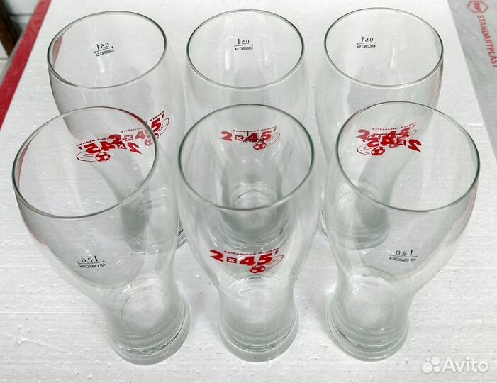 6 поллитровых бокалов для пива и др, стекло, новые