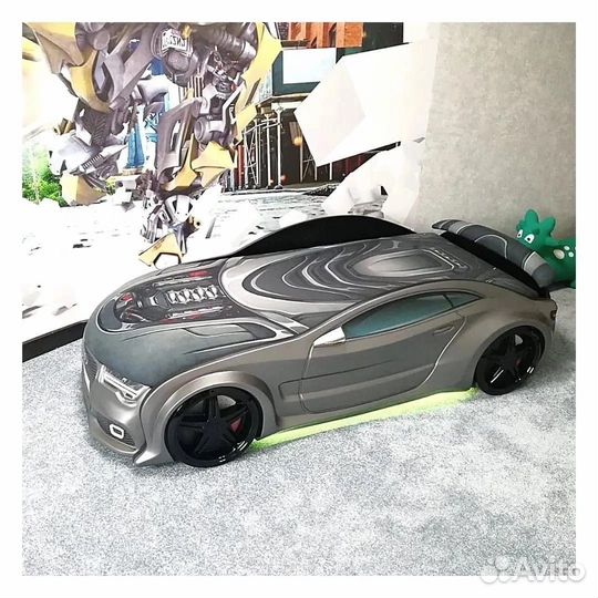 Детская кровать машина с подсветкой и матрасом