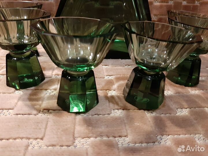 Хрустальный графин с рюмками Moser Чехословакия