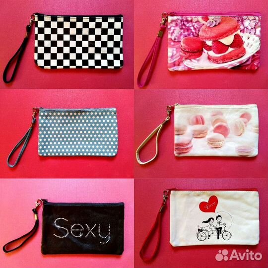 Косметички на молнии с ремешком