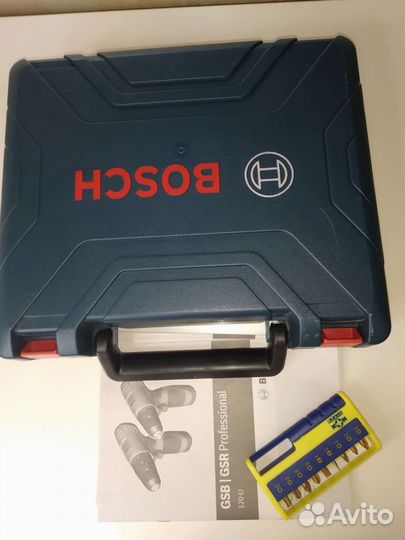 Дрель шуруповерт bosh, 2 аккумулятора, набор 9 бит