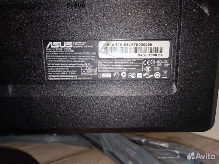 Монитор для компьютера пк asus vw223 22 дюйм