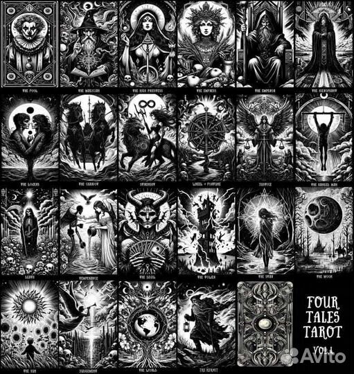 Таро Четырех Сказок / Four Tales Tarot чёрный срез