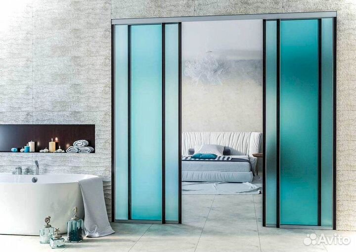 Раздвижная перегородка с матовым стеклом