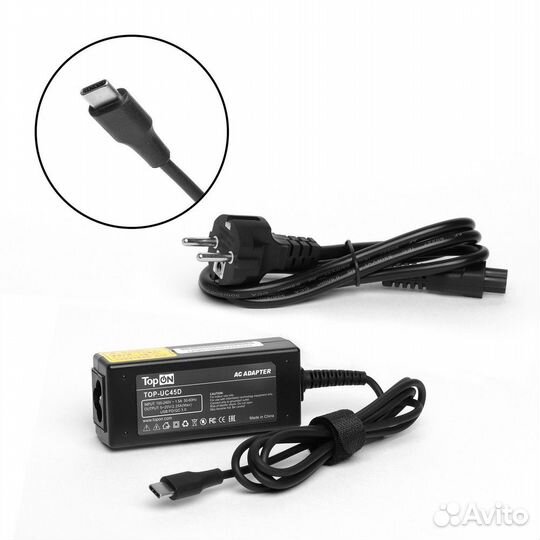 Блок питания, зарядка TopON 45W кабель Type-C, Po