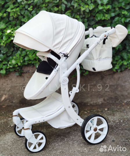 Luxmom 608-2 коляска 3в1 (белая)