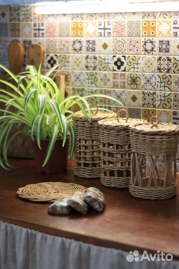 Плетеная баночка для хранения специй чая крупы