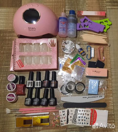 Набор для наращивания ногтей шелак с лампой