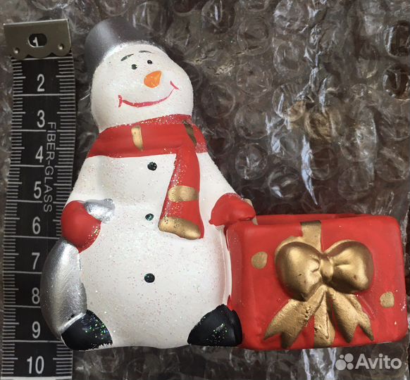 Подсвечник со свечой снеговик