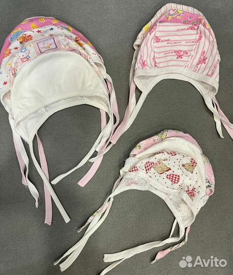 Шапочки/ чепчики для девочки 0-6 мес