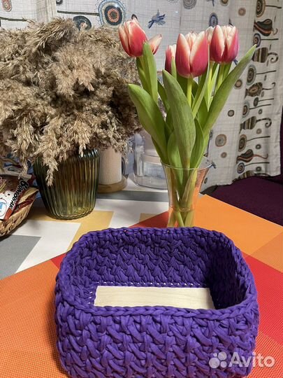 Корзина из трикотажной пряжи
