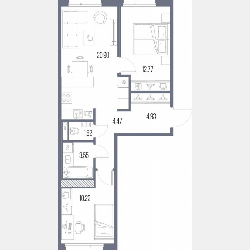 2-к. квартира, 58,7 м², 8/10 эт.