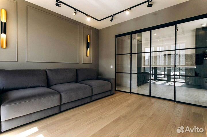 Раздвижная перегородка с матовым стеклом