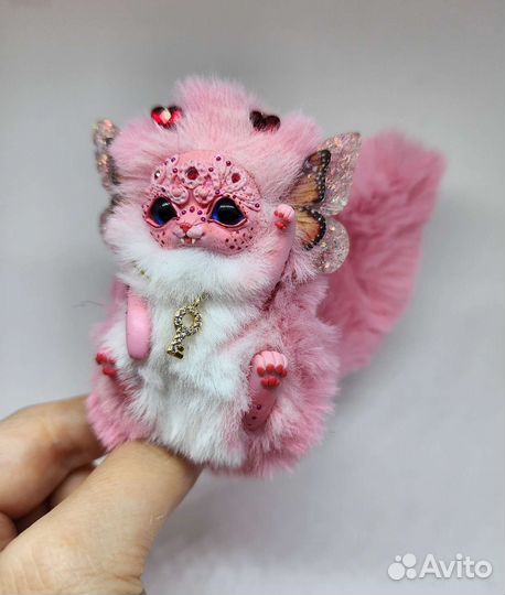 Мягкая игрушка кот розовый