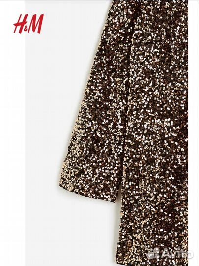 Платье золотое с пайетками женское H&M размер хл