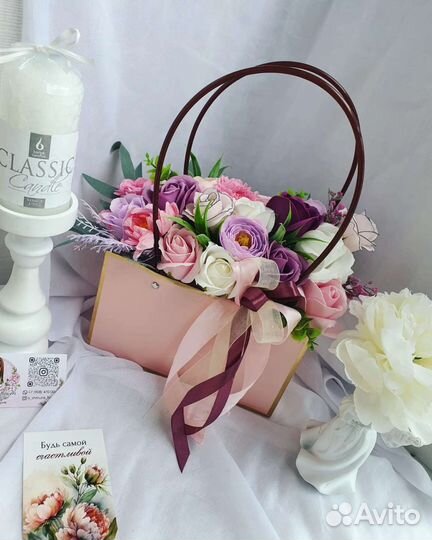 Мыльные розы, сумочка с цветами