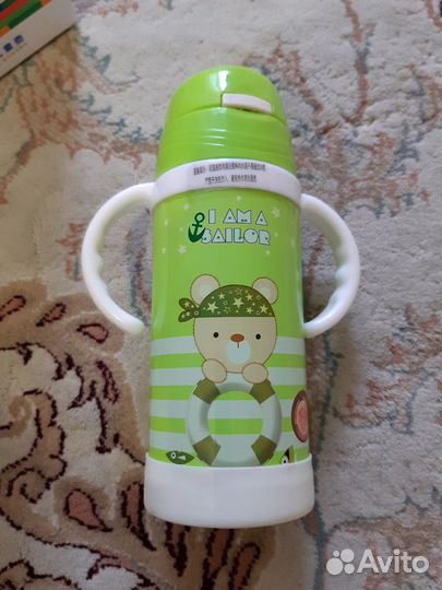 Термос детский 0,35л с трубочкой и крышкой