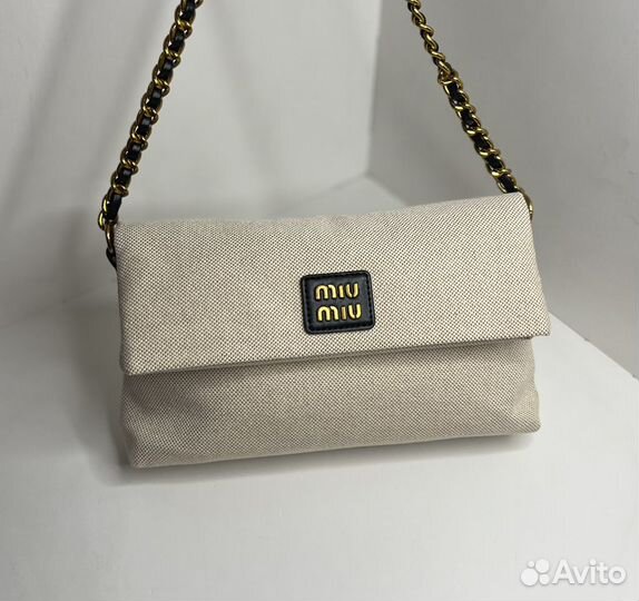 Сумка miu miu текстиль + эко кожа черная