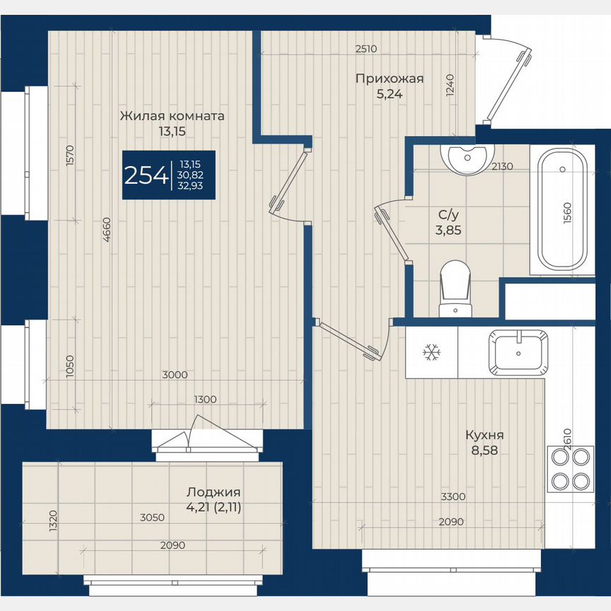 1-к. квартира, 32,9 м², 4/12 эт.