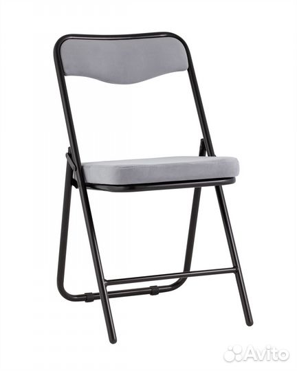 Складной стул Джонни велюр серый каркас черный мат