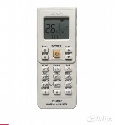 Универсальный пульт для кондиционера kt-9018e
