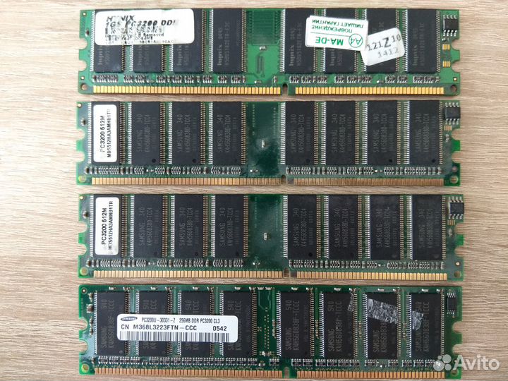 Оперативная память DDR PC3200 1GB 512 MB 256 MB