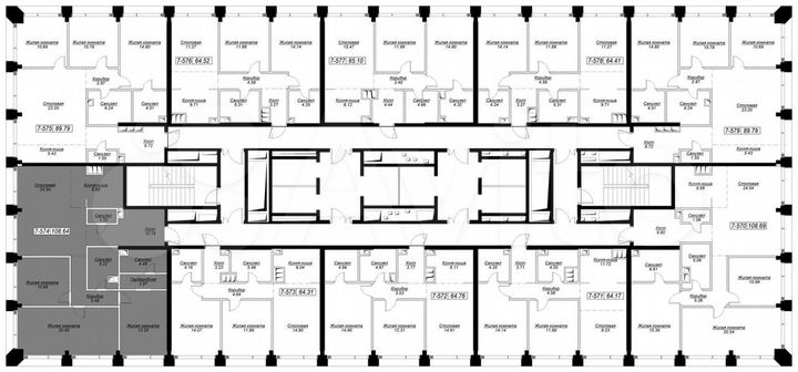 2-к. квартира, 64,2 м², 45/55 эт.